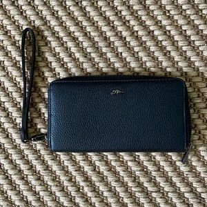 Roots zip-around wallet with wrist strap